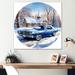 Ebern Designs Muscle Car Charm In Winter II On Canvas Print Canvas, Cotton in Blue/White | 24 H x 24 W x 1 D in | Wayfair