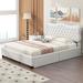 Red Barrel Studio® Elrey Vegan Leather Platform Storage Bed Metal in White | 42.9 H x 64.5 W x 86 D in | Wayfair 71BFB62357E547B0B6B22A80D697AD01