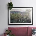 Millwood Pines Vetheuil, Flowering Plum Trees, 1879 Framed On Paper Print in Blue/Gray/Green | 27 H x 39 W x 1.5 D in | Wayfair