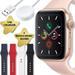 Restored Apple Watch Series Series 5 (GPS 40 mm) Gold Aluminum Case with Pink Sport Band + 4 Bands + Magnetic Charging Cable (Refurbished)