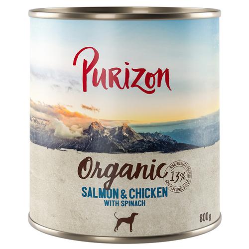 12x 800g Lachs und Huhn mit Spinat Purizon Organic Hundefutter nass