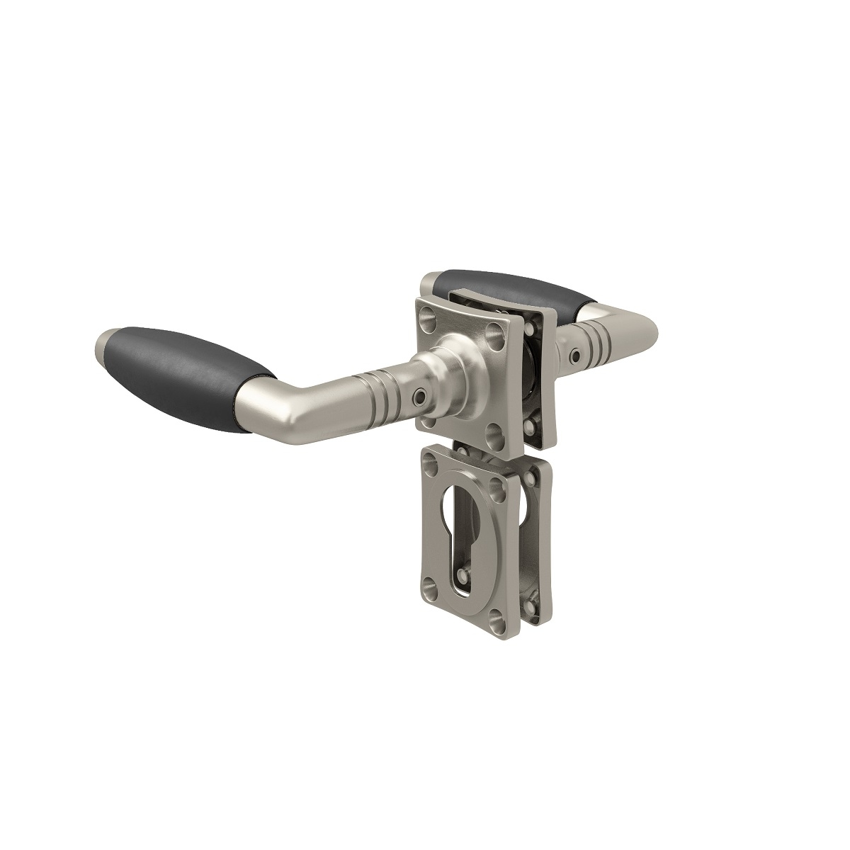 MS Beschläge Drückergarnitur Rosettenbeschlag Türdrücker matt vernickelt Profilzylinder Image