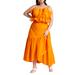 Plus Size Women's Asym Flounce Skirt by ELOQUII in Orange Crush (Size 28)