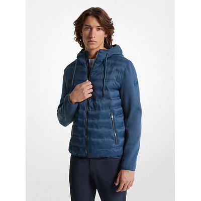 Michael Kors Galway Quilted Mixed-Media Jacket Blu...