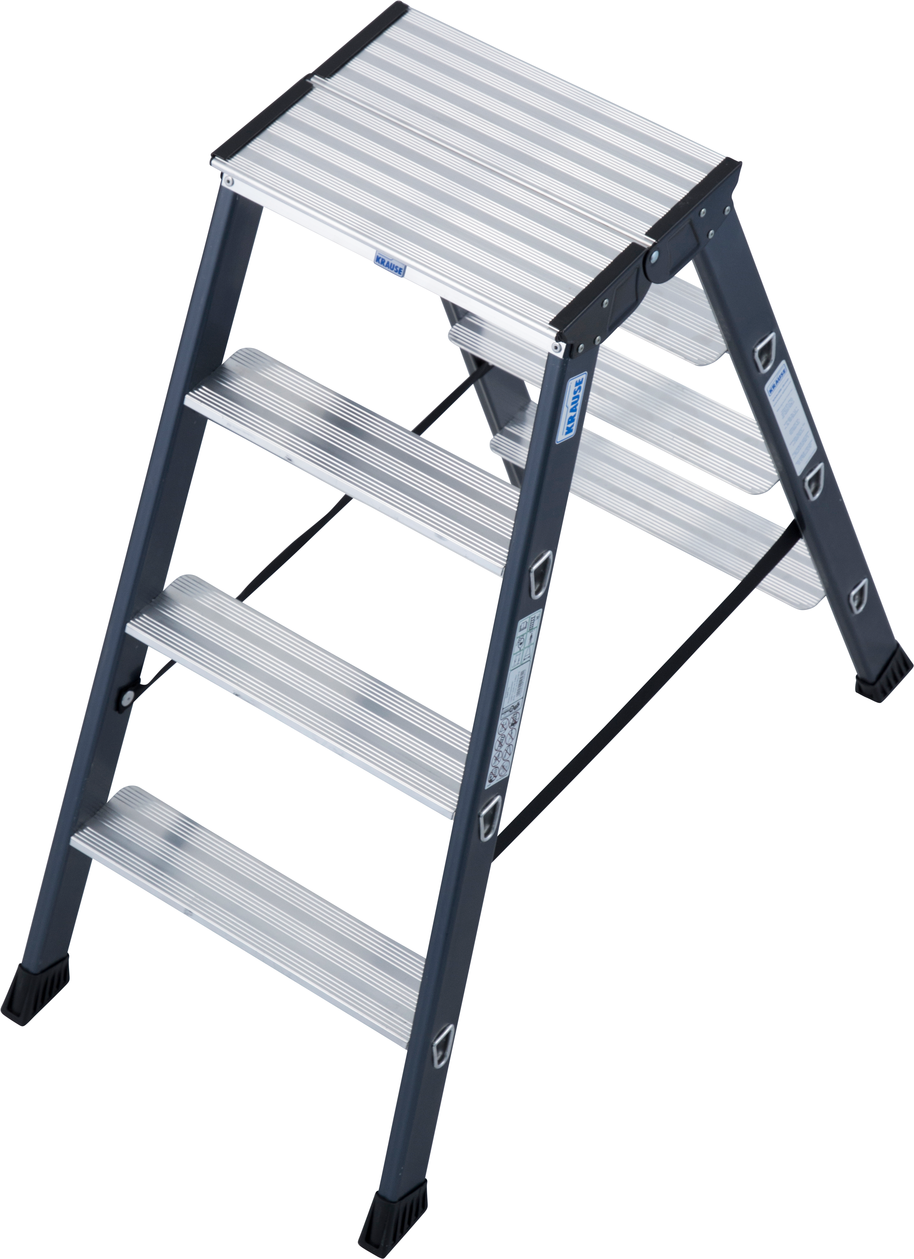 Doppelleiter KRAUSE "SePro D", grau (anthrazit), B:46cm H:25cm L:95cm, Aluminium, Leitern, Alu eloxiert, 2x4 Stufen, Arbeitshöe ca. 241 cm