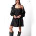 Free People Dresses | Free People Black Gabby Mini Dress. Size S Smocked Back Bodice Light Weight | Color: Black | Size: S
