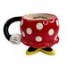 Disney Dining | Disney Minnie Mouse Polka Dot Dress Yellow Shoes Coffee Mug Cup Interior Sig | Color: Red/White | Size: Os