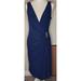 Ralph Lauren Dresses | Lauren Ralph Lauren Evening Dress Rhinestone Pin Side Ruching V-Neck Blue Size 8 | Color: Blue | Size: 8