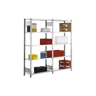 PROREGAL Fachbodenregal FALKE | Light-Duty | Grundregal | HxBxT 200x100x50cm | 5 Ebenen | Fachlast 150kg | Einseitig nutzbar | Verzinkt Image