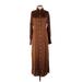 Madewell Casual Dress - Shirtdress High Neck 3/4 sleeves: Brown Print Dresses - New - Women's Size 4