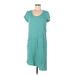 Mod-O-Doc Casual Dress - Shift Scoop Neck Short sleeves: Teal Solid Dresses - Women's Size Medium