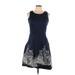 Tommy Hilfiger Casual Dress - Mini Scoop Neck Sleeveless: Blue Paisley Dresses - Women's Size 10 - Paisley Wash