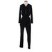 Double Zero Jumpsuit V-Neck Long sleeves: Black Solid Jumpsuits - Women's Size Small