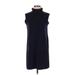 Zara Casual Dress - Mini Turtleneck Sleeveless: Blue Solid Dresses - Women's Size Small