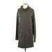 Athleta Casual Dress - Sweater Dress High Neck Long sleeves: Gray Print Dresses - Women's Size X-Small