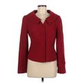 Ann Taylor Wool Blazer Jacket: Short Red Print Jackets & Outerwear - Women's Size 8