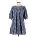 Old Navy Casual Dress - Popover: Blue Dresses - Women's Size Medium Petite