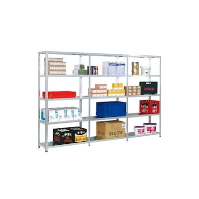 PROREGAL Fachbodenregal ADLER Schraubsystem | Light-Duty | Grundregal | HxBxT 200x87x80cm | 5 Ebenen | Fachlast 150kg | Beidseitig nutzbar | Verzinkt Image