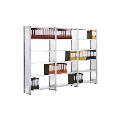 PROREGAL Büro-Fachbodenregal FALKE Stecksystem mit Seitenwand | Grundregal | HxBxT 200x100x60cm | 6 Stahlfachboden | Einseitig nutzbar | Verzinkt Image