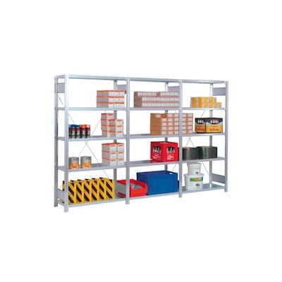 PROREGAL Fachbodenregal FALKE | Medium-Duty | Grundregal | HxBxT 300x100x60cm | 7 Ebenen | Fachlast 250kg | Einseitig nutzbar | Lichtgrau Image
