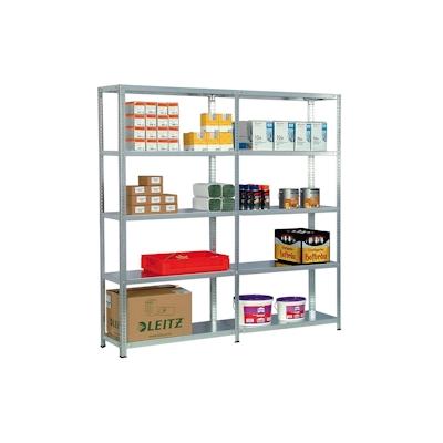 PROREGAL Fachbodenregal ADLER Schraubsystem | Medium-Duty | Grundregal | HxBxT 200x128x30cm | 5 Ebenen, Fachlast 250kg | Beidseitig nutzbar | Verzinkt Image