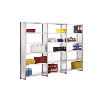 PROREGAL Fachbodenregal FALKE mit Seitenwand | Heavy-Duty | Grundregal | HxBxT 250x87x40cm | 6 Ebenen | Fachlast 350kg | Einseitig nutzbar | Verzinkt Image