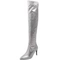 Seborluys Women Stiletto Thigh High Boots Pointed Toe Over The Knee Pull on Long Fashion Dress Boot(Silver,UK Size 2.5)