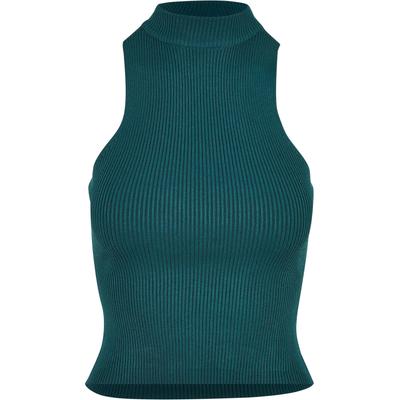 Muskelshirt URBAN CLASSICS "Urban Classics Damen Ladies Short Rib Knit Turtleneck Top", Herren, Gr. 4XL, grün (jasper), 35% Polyacryl, 35% Viskose, 30% Polyamid, unifarben, casual, slim fit, hoch geschlossener Ausschnitt, ohne Ärmel, Shirts Image
