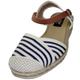 KonPas 07811P - Women's Espadrille Leather with Navy Blue and White Stripes with Small Wedge Buckle Closure Soft Template, navy, 6 UK