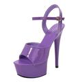 IQYU Comfortable Shoes Women's Summer High Heels Thin Heels Sexy Waterproof Platform Sandals with High Heels Female Fashion Shoes for Women Black High Shoes Women's Heel, purple, 7 UK