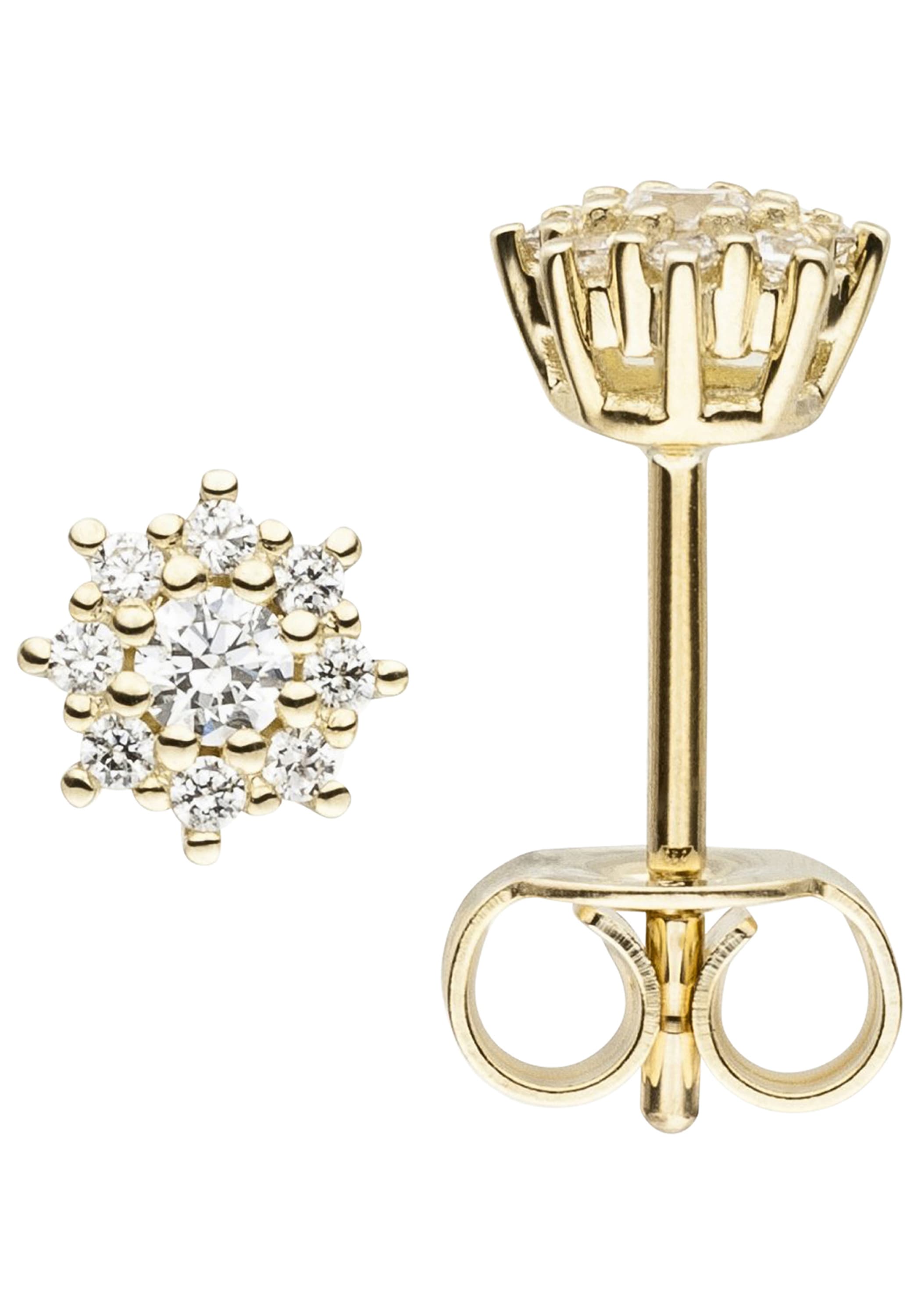 Paar Ohrstecker JOBO, gold (gelbgold 333, weiß), Ohrringe, Damen, Gelbgold 333, 333 Gold mit 18 Zirkonia Image