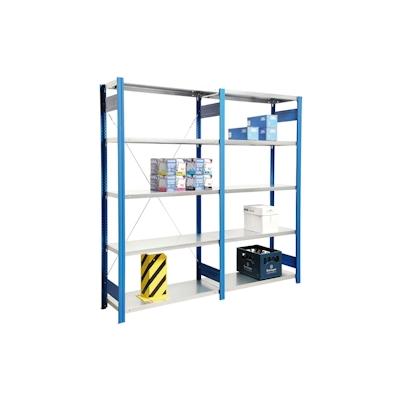 PROREGAL Fachbodenregal FALKE | Heavy-Duty | Grundregal | HxBxT 250x128x30cm | 6 Ebenen | Fachlast 350kg | Einseitig nutzbar | Rahmen Enzianblau Image