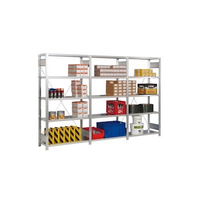 PROREGAL Fachbodenregal FALKE | Heavy-Duty | Grundregal | HxBxT 200x87x40cm | 5 Ebenen | Fachlast 350kg | Einseitig nutzbar | Verzinkt Image