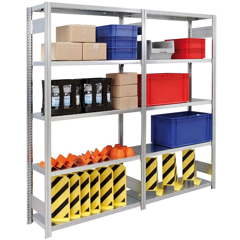 PROREGAL Fachbodenregal FALKE | Heavy-Duty | Grundregal | HxBxT 250x87x40cm | 6 Ebenen | Fachlast 350kg | Beidseitig nutzbar | Verzinkt Image