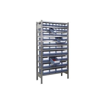 PROREGAL Ordnungsregal FALKE Stecksystem inkl. 48 Regalkästen | Grundregal | HxBxT 200x100x50cm | 10 Ebenen | Fachlast 150kg | Verzinkt Image