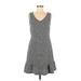 Ann Taylor LOFT Cocktail Dress - A-Line V Neck Sleeveless: Gray Dresses - Women's Size 6