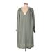 prologue Casual Dress - Shift V Neck 3/4 sleeves: Gray Print Dresses - Women's Size X-Small