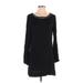 Elizabeth and James Casual Dress - Shift Scoop Neck Long sleeves: Black Print Dresses - Women's Size X-Small