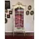 Stylish French Glazed Antique White Display Cabinet Circa 1950