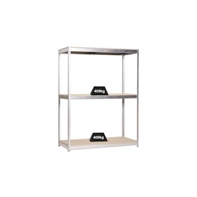PROREGAL Schwerlastregal MID WOOD YETI THREE | HxBxT 150x150x45cm | Fachlast 400kg | Verzinkt | Regal Standregal Werkstattregal Lagerregal Image