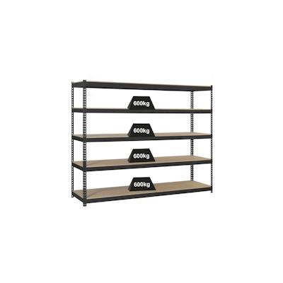 PROREGAL Schwerlastregal WOOD BEAST FIVE | HxBxT 200x150x75cm | 5 Ebenen | Fachlast 600kg | Anthrazit | Weitspannregal Werkstattregal Lagerregal Image