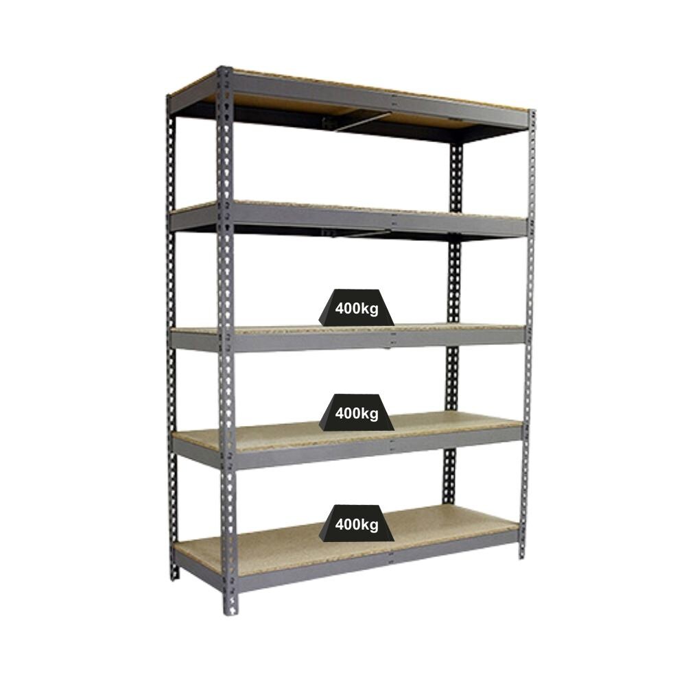 PROREGAL Schwerlastregal WOOD YETI FIVE | HxBxT 200x150x75cm | Fachlast 400kg | Grau | Regal Standregal Werkstattregal Lagerregal Kellerregal Image