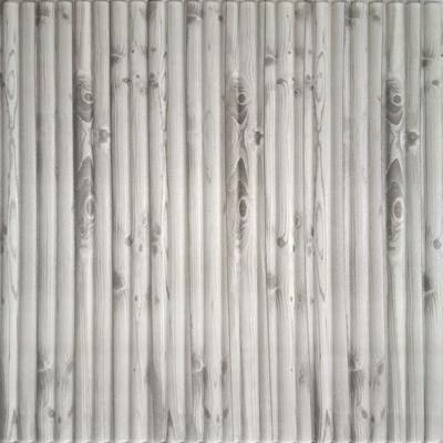 Dundee Deco Off White Grey Wood PE Foam 3D Wall Panels, Decorative Wall Paneling