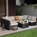 Bossin 7 Pieces Outdoor Furniture Rattan Sectional Patio Sofa Outdoor Wicker Sectional Sofa Set with Cushions