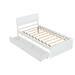 Modern Twin Bed Frame With 2 Drawers, White Headboard and Footboard