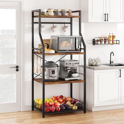 Kitchen Bakers Rack, Microwave Oven Stand with Large Wire Basket