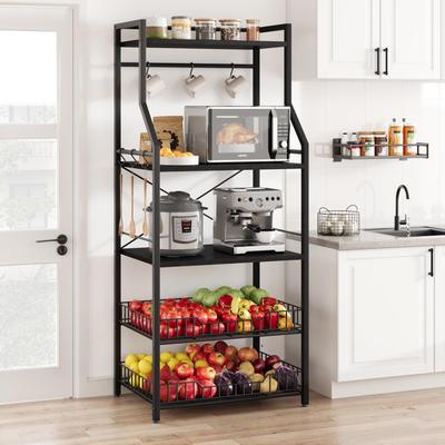 Kitchen Bakers Rack, Microwave Oven Stand with 2 Large Wire Basket