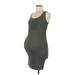 Motherhood Casual Dress - Bodycon Scoop Neck Sleeveless: Gray Solid Dresses - Women's Size Medium Maternity