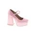 Nasty Gal Inc. Heels: Pumps Platform Feminine Pink Print Shoes - Women's Size 5 - Round Toe