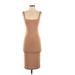 Trafaluc by Zara Casual Dress - Midi Square Sleeveless: Tan Solid Dresses - Women's Size Small
